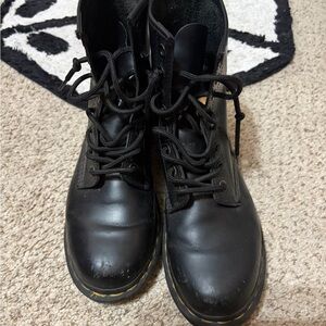 Dr. Martens Black Combat Boots with Yellow Stitching
